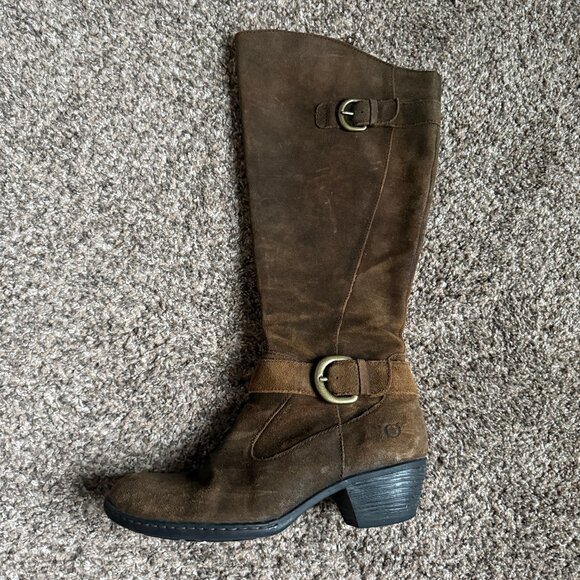 Born Kylli Distressed Brown Suede Riding Boots, Size 9M - Picture 1 of 14